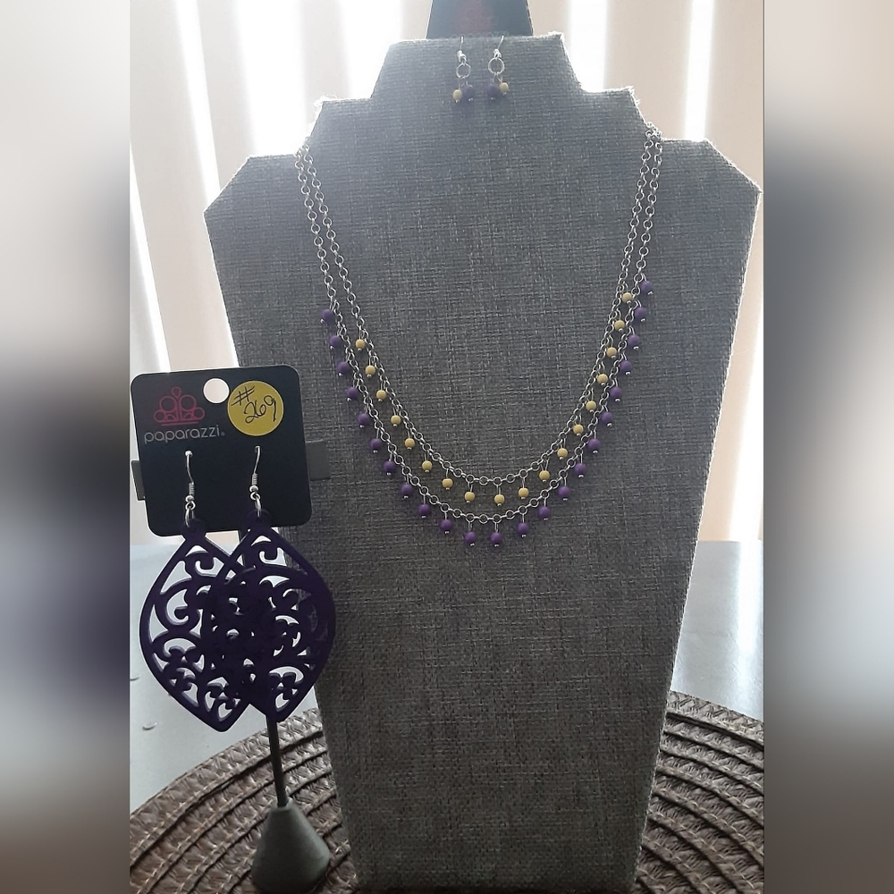 Paparazzi Elegant Purple and Gold Necklace Set